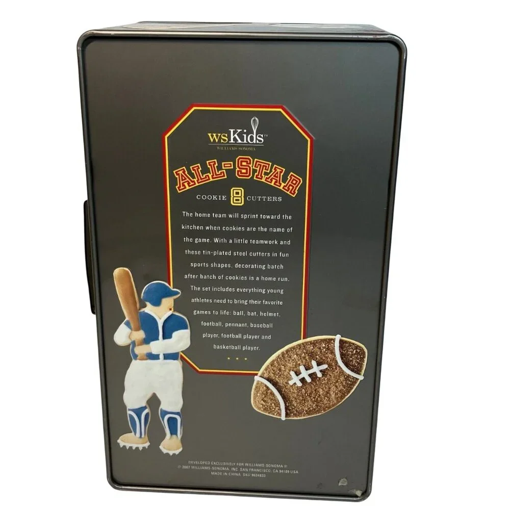 Williams Sonoma Set 8 All Star Sports Cookie Cutters Recipe RARE NIB